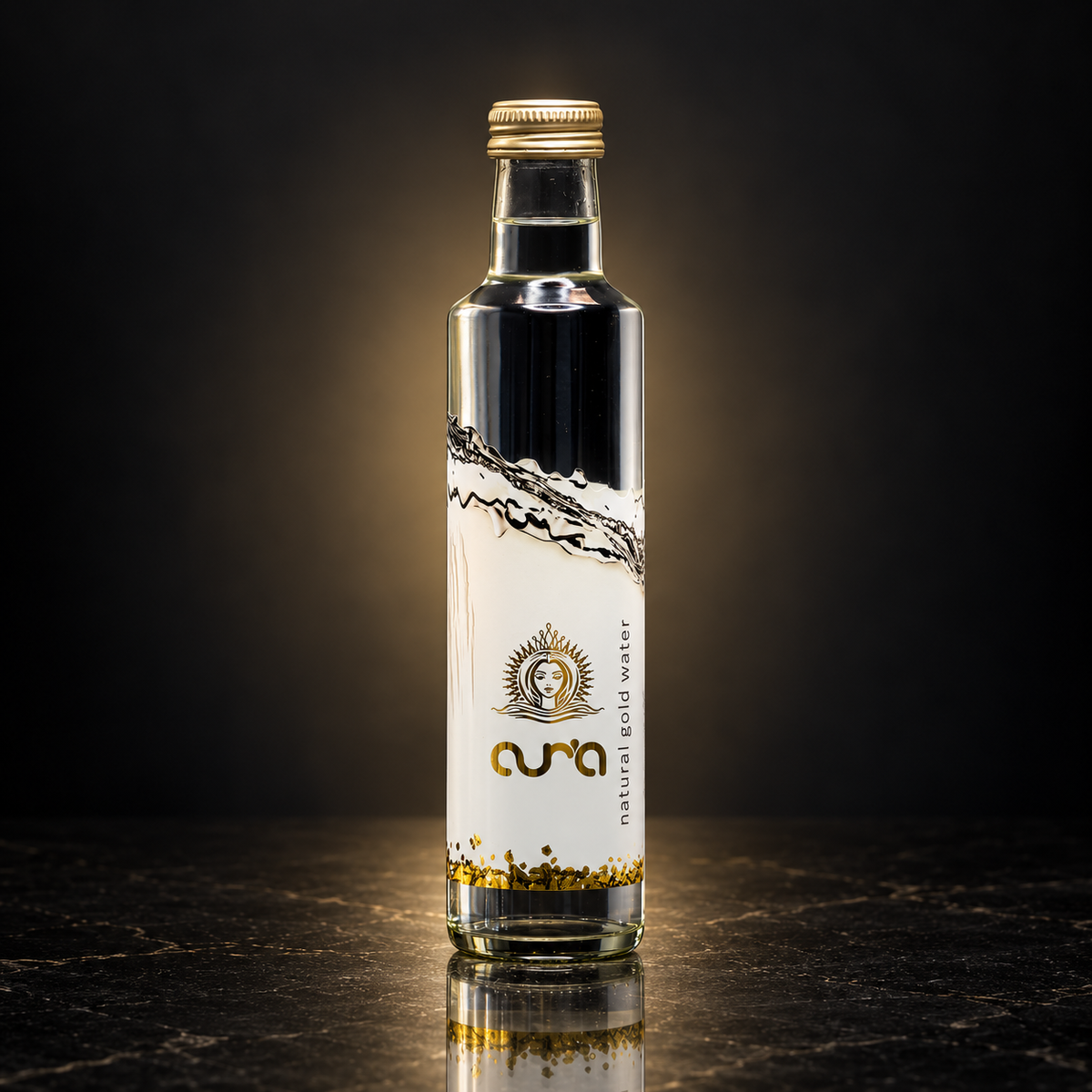 AUR’A 330 mL still water in glass, gold cap